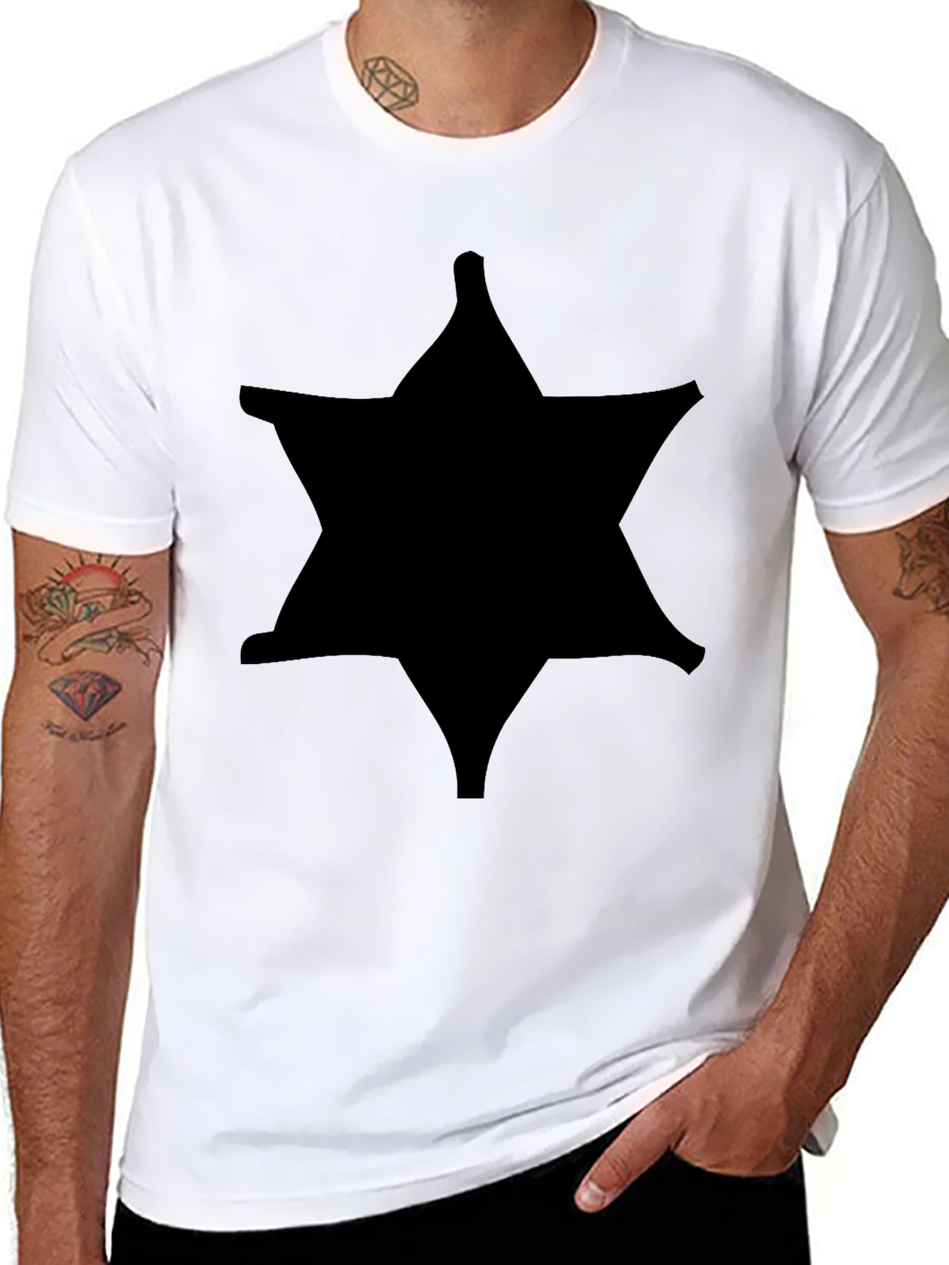 Black Star Graphic Tee - Stylish Mens Casual Shirt