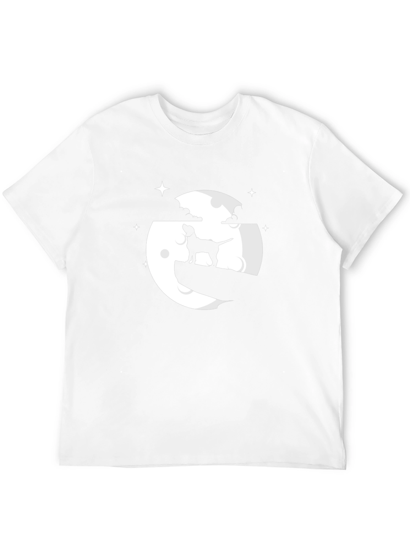 Dog on Moon Graphic Tee - Black Cotton Blend