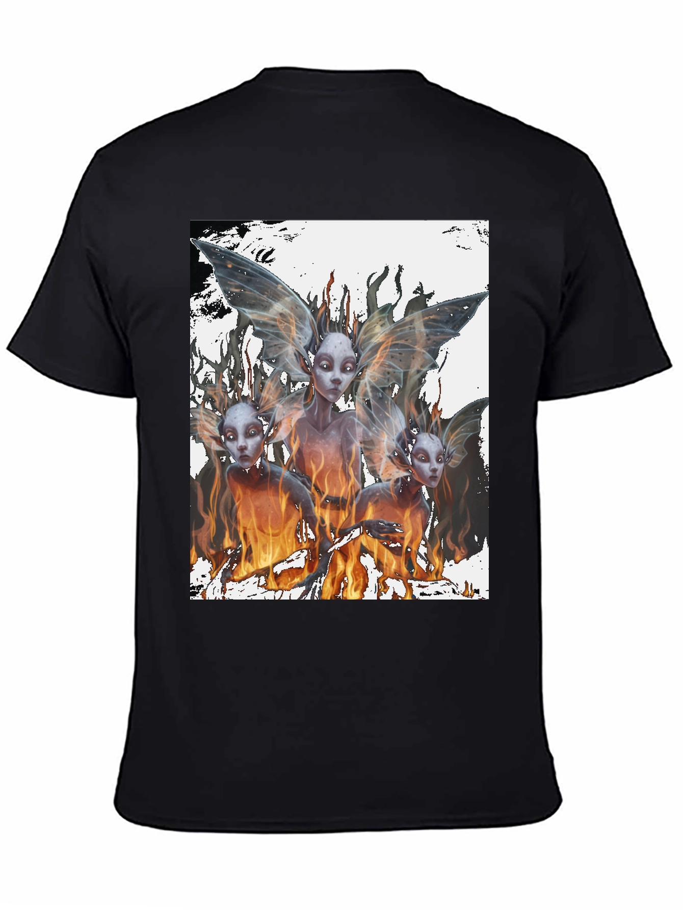 Fiery Fairy Graphic Tee - Black Cotton T-Shirt