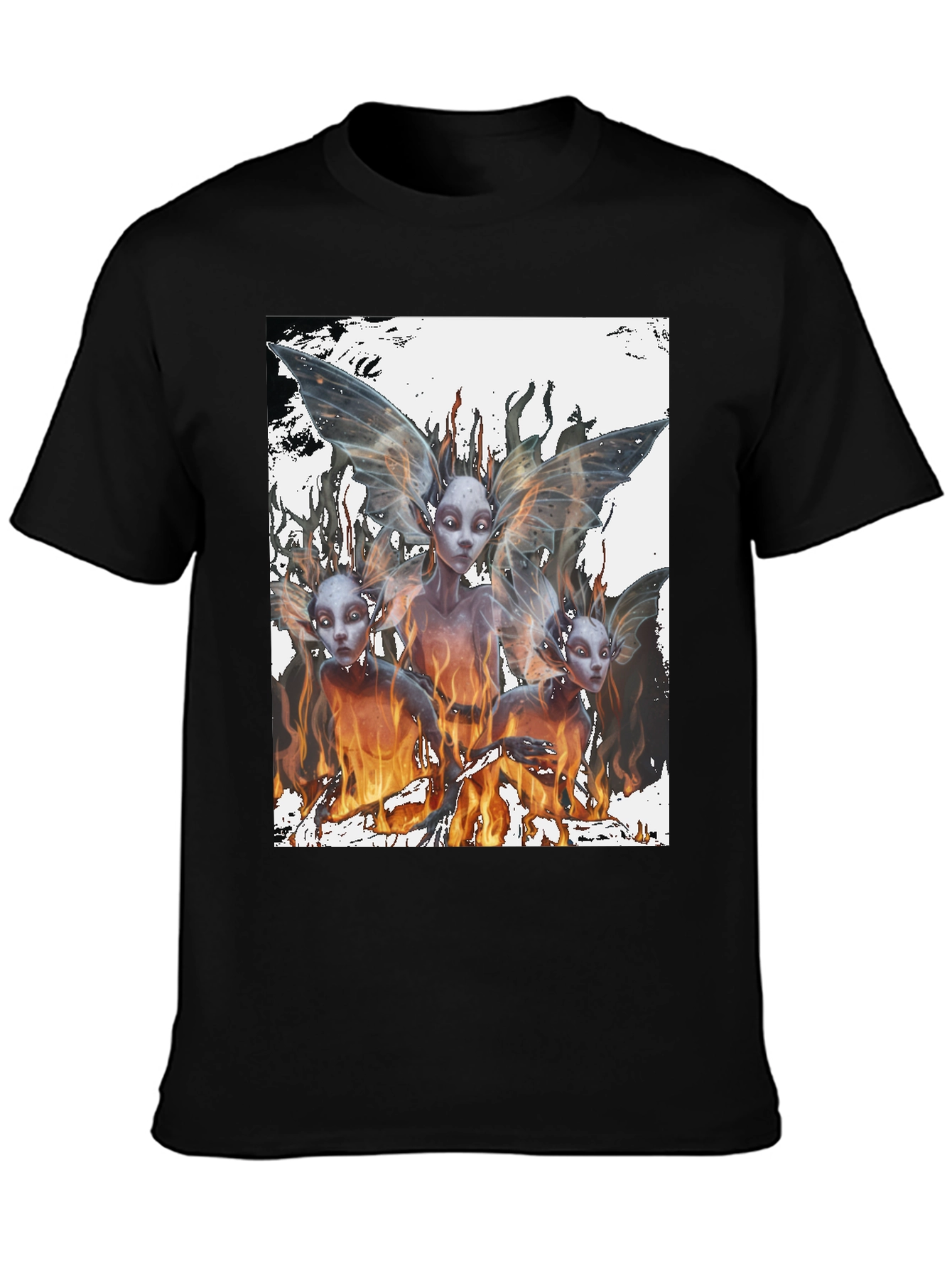 Fiery Fairy Graphic Tee - Black Cotton T-Shirt