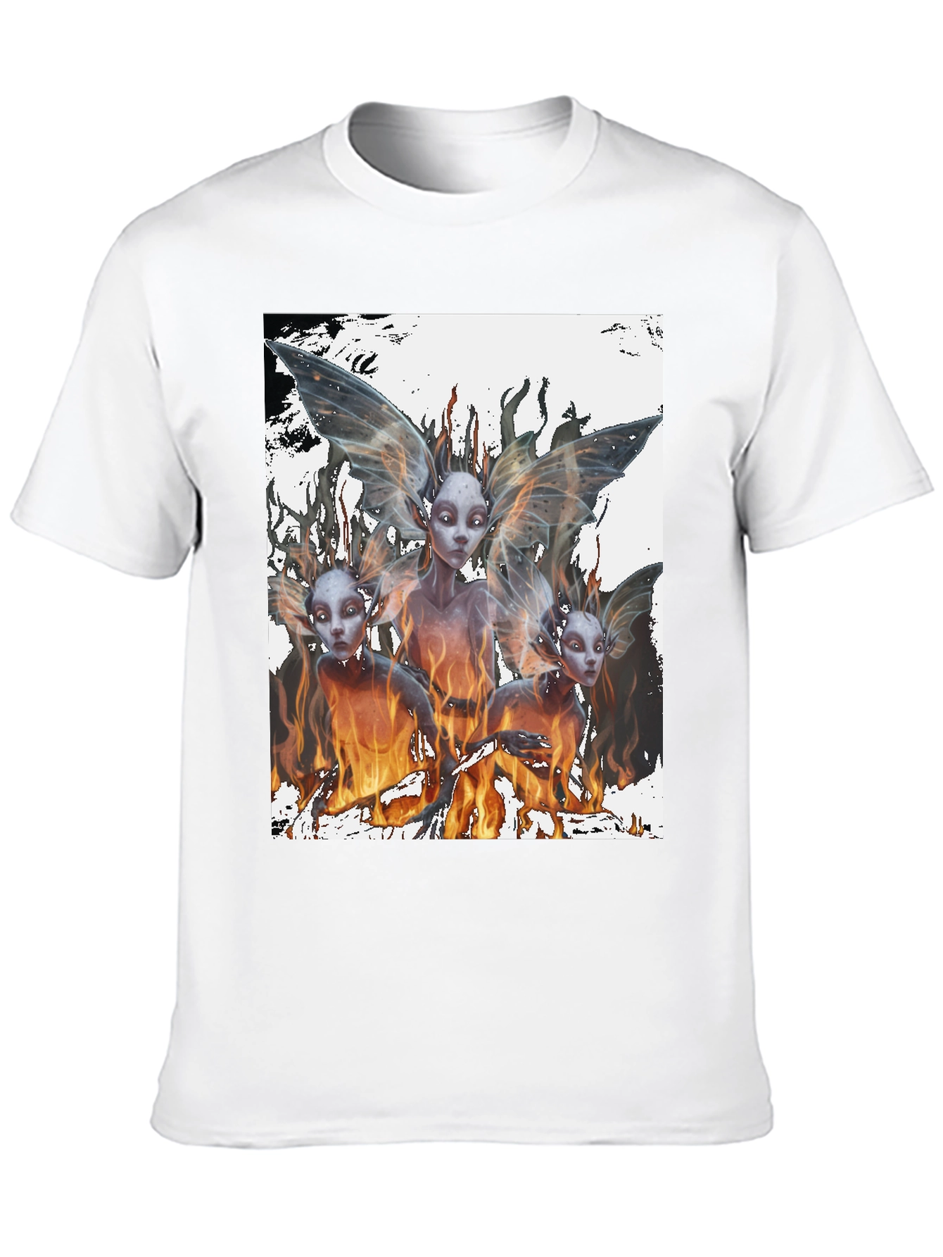 Fiery Fairy Graphic Tee - Black Cotton T-Shirt