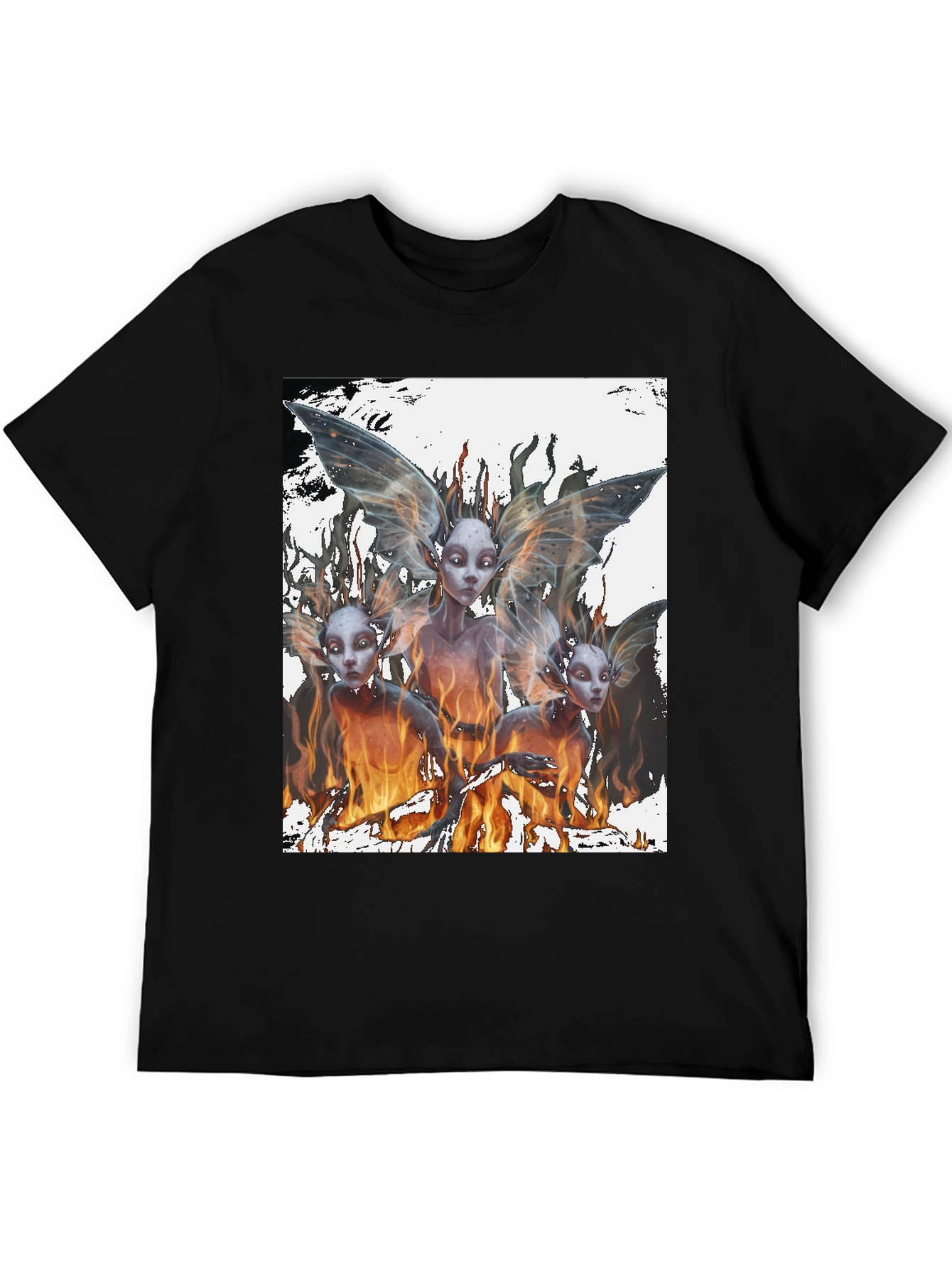 Fiery Fairy Graphic Tee - Black Cotton T-Shirt