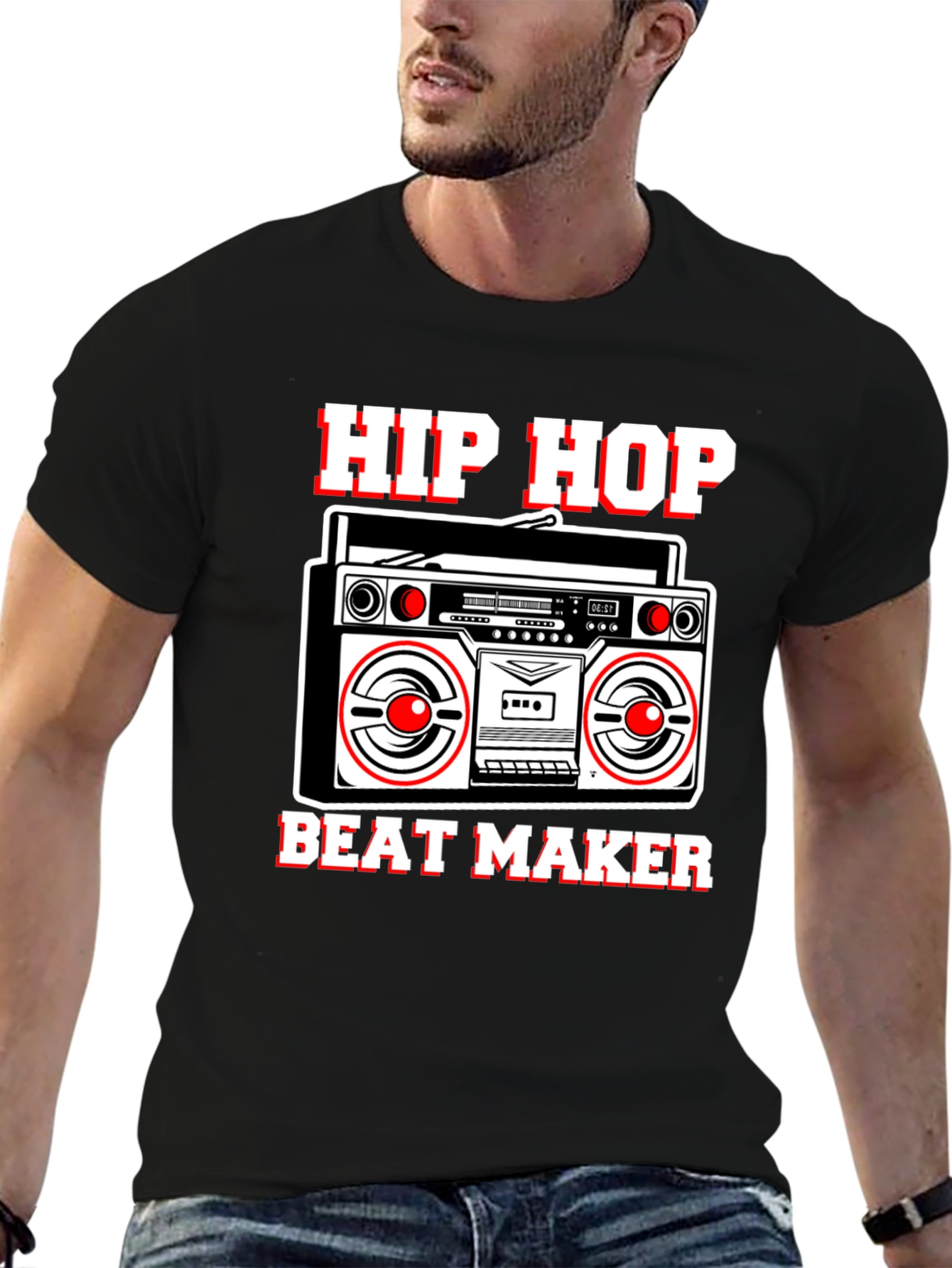 Hip Hop Beat Maker Graphic Tee - Boombox Design