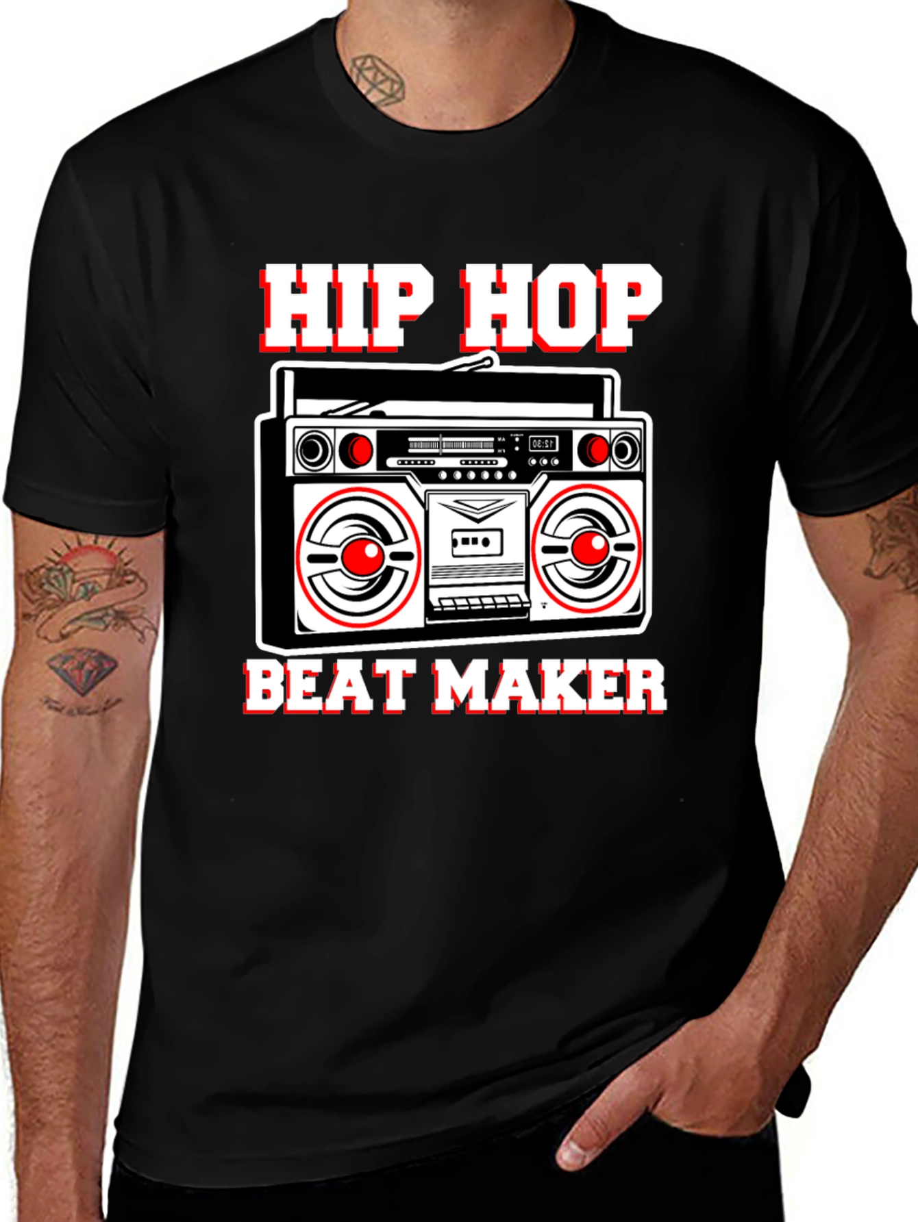 Hip Hop Beat Maker Graphic Tee - Boombox Design