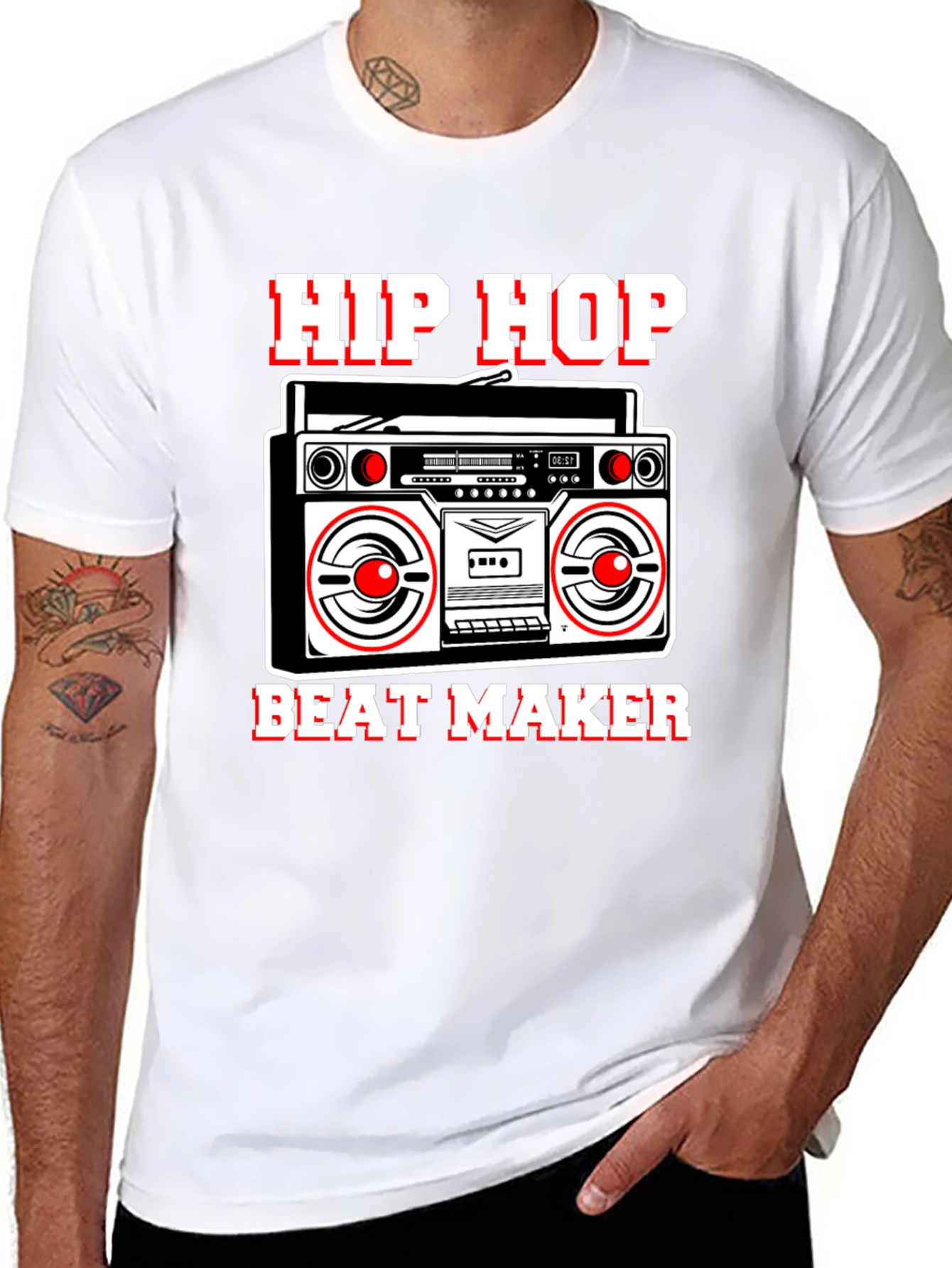 Hip Hop Beat Maker Graphic Tee - Boombox Design