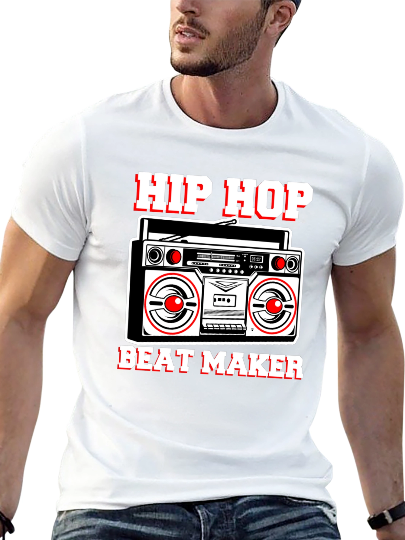 Hip Hop Beat Maker Graphic Tee - Boombox Design