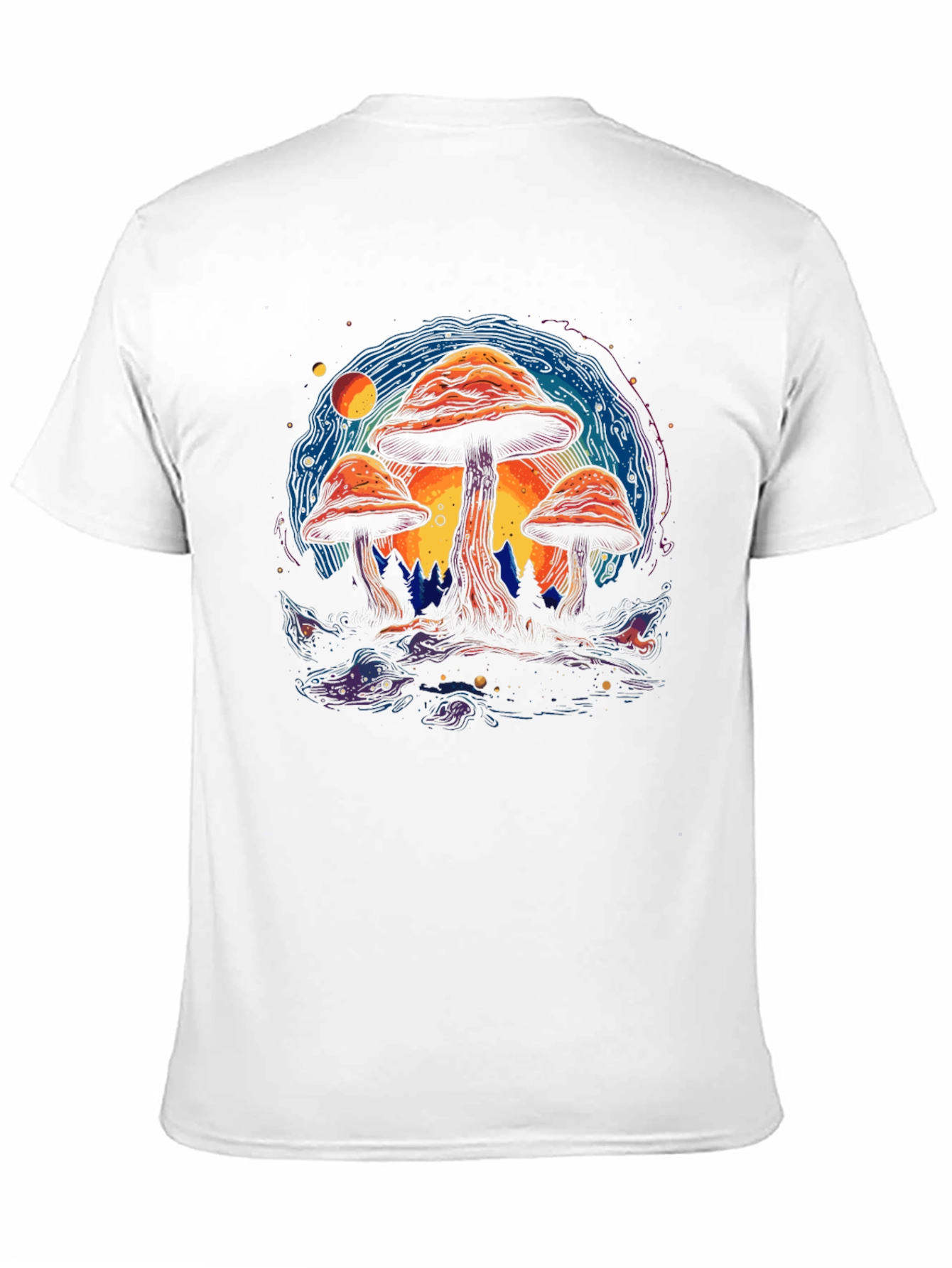 Psychedelic Mushroom Graphic Tee - Black Cotton T-Shirt