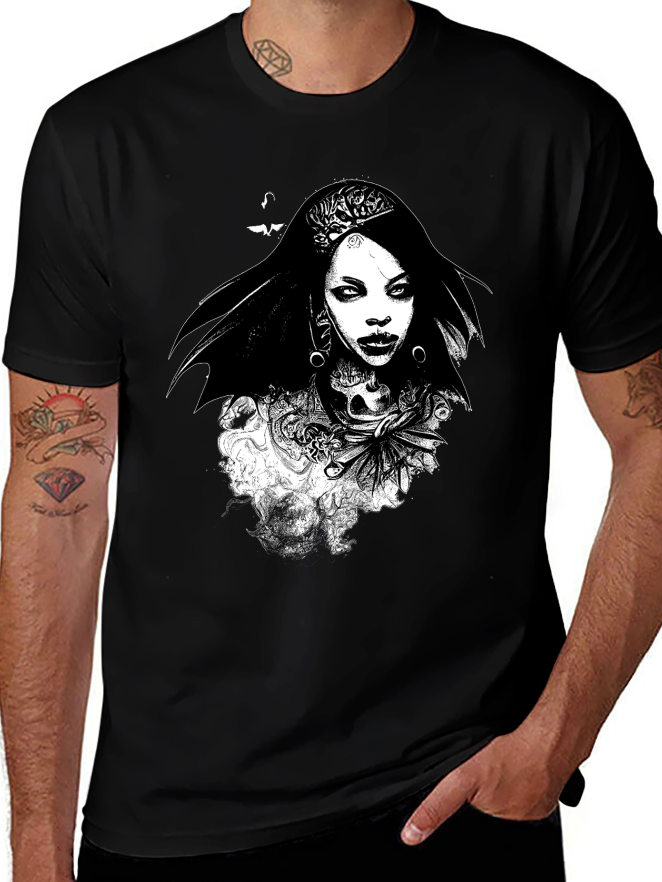 Black Graphic Tee - Gothic Woman