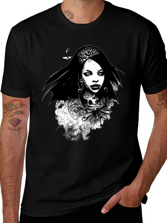 Black Graphic Tee - Gothic Woman