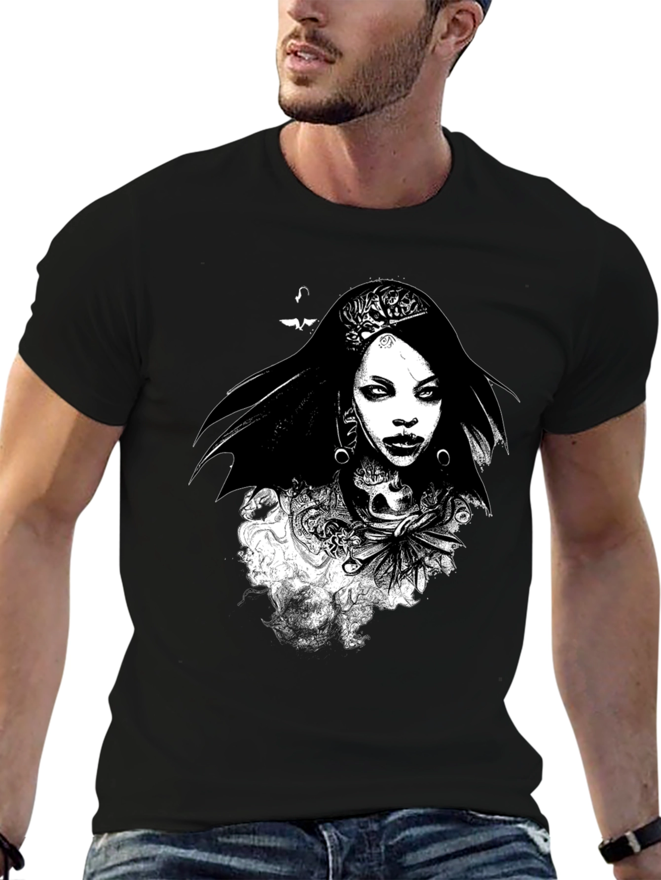 Black Graphic Tee - Gothic Woman