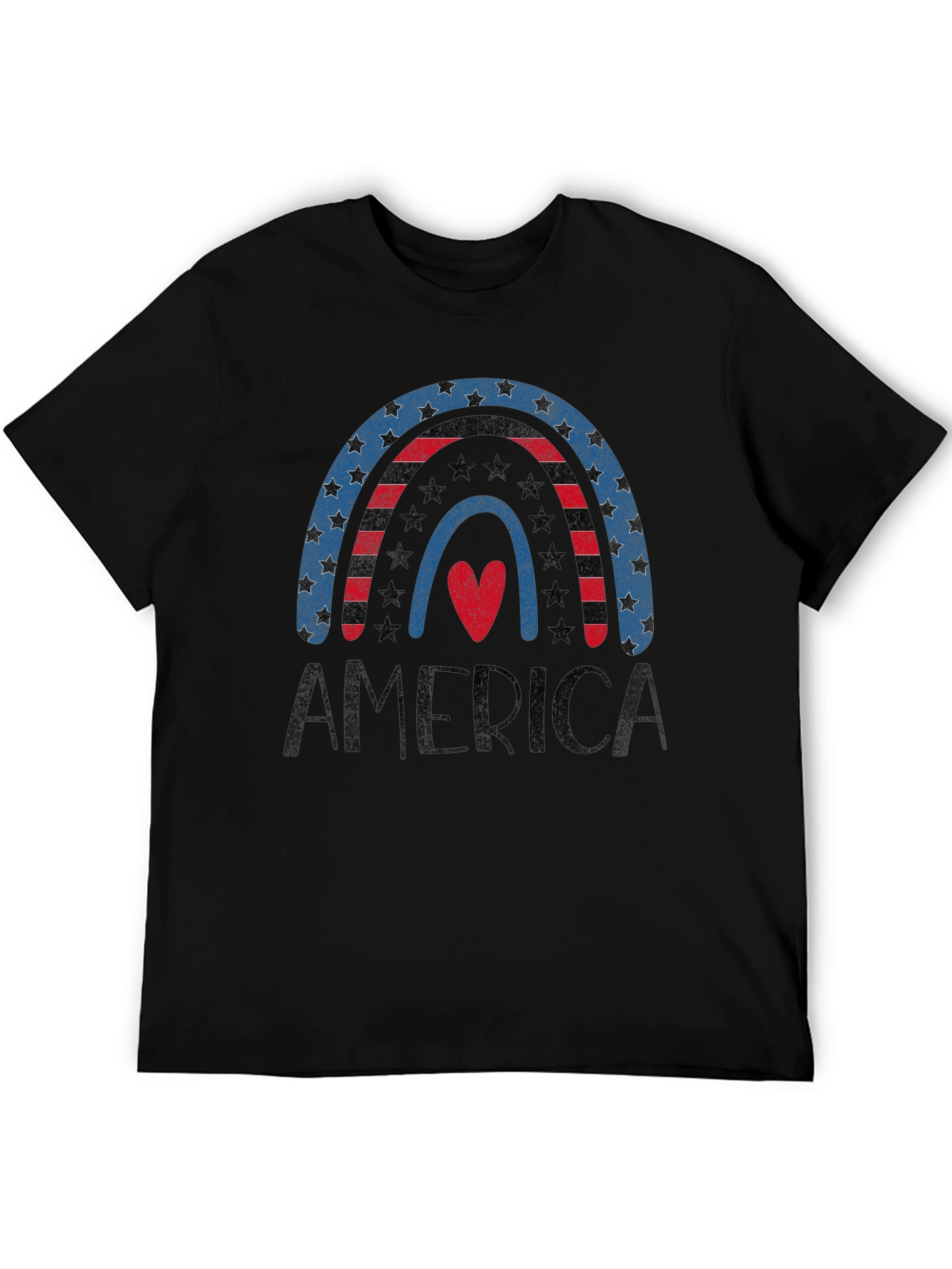 Patriotic America Rainbow Heart T-Shirt