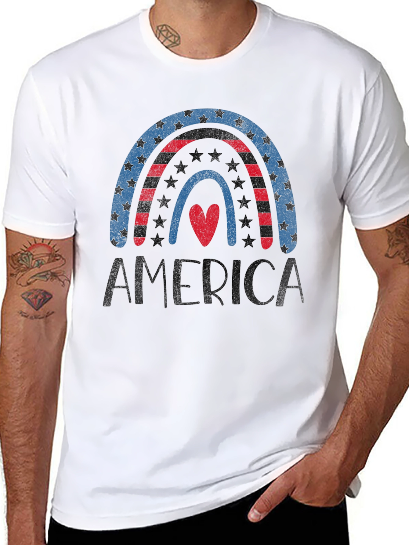 Patriotic America Rainbow Heart T-Shirt