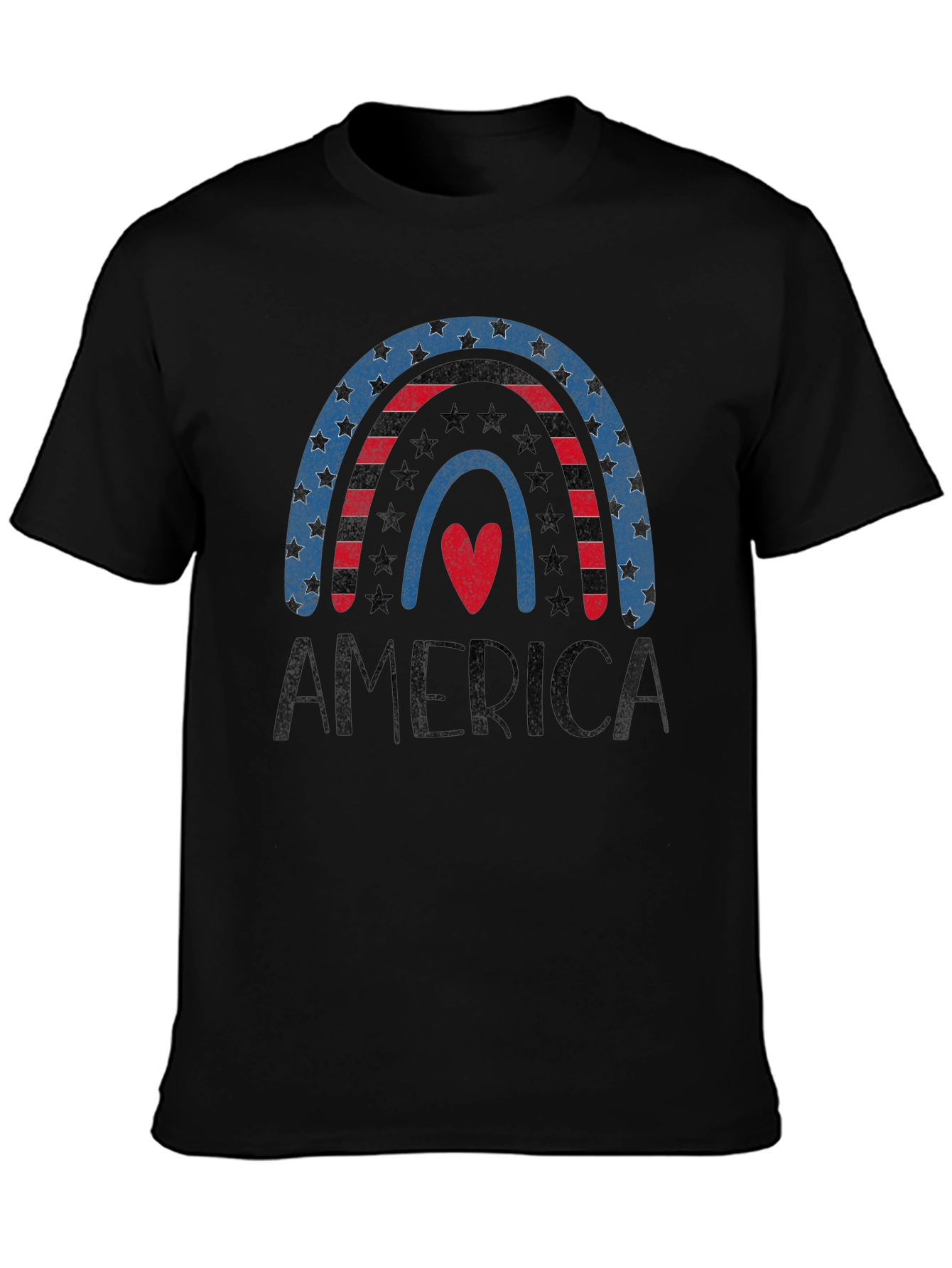 Patriotic America Rainbow Heart T-Shirt