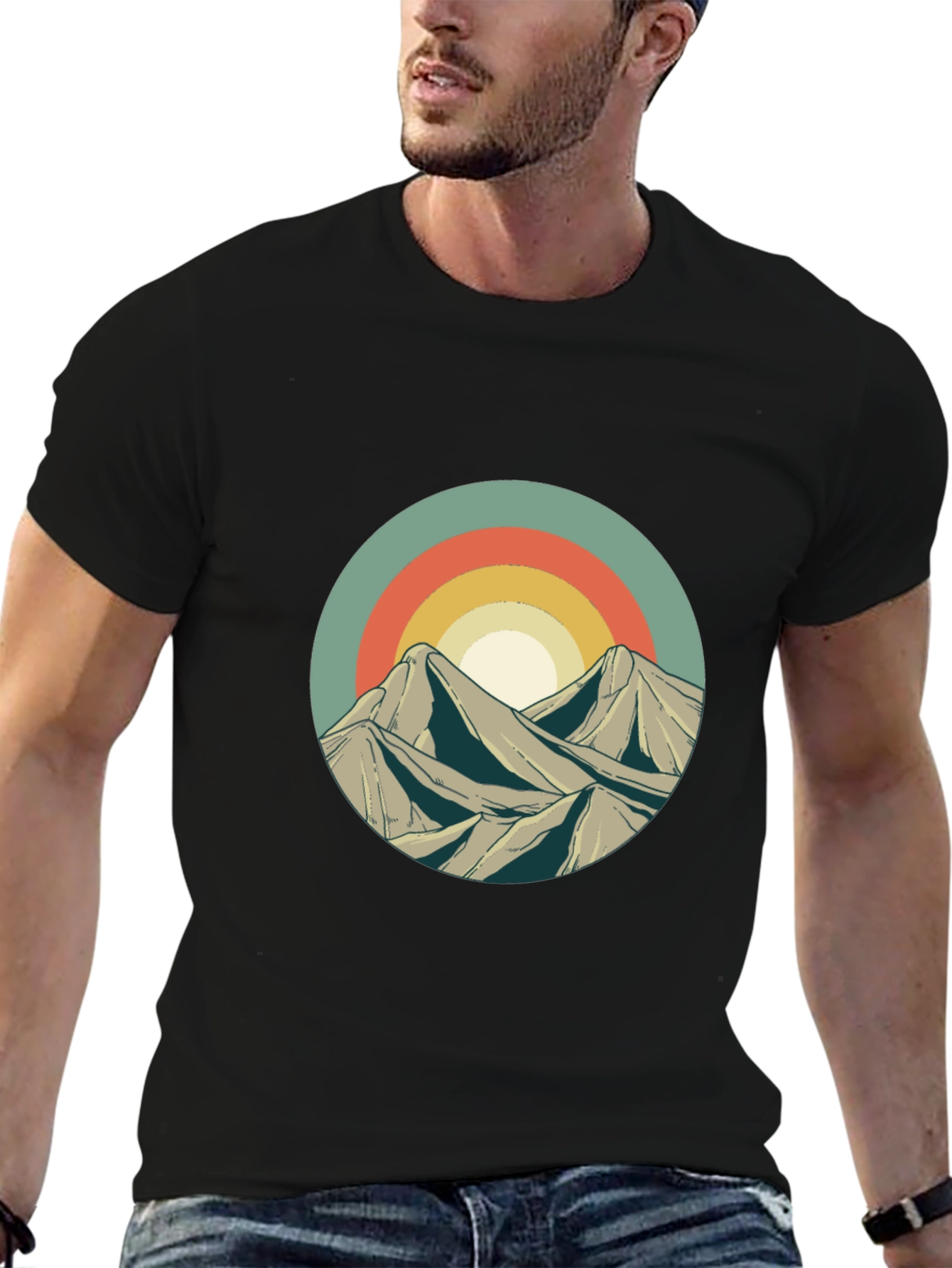 Retro Mountainscape Graphic T-Shirt