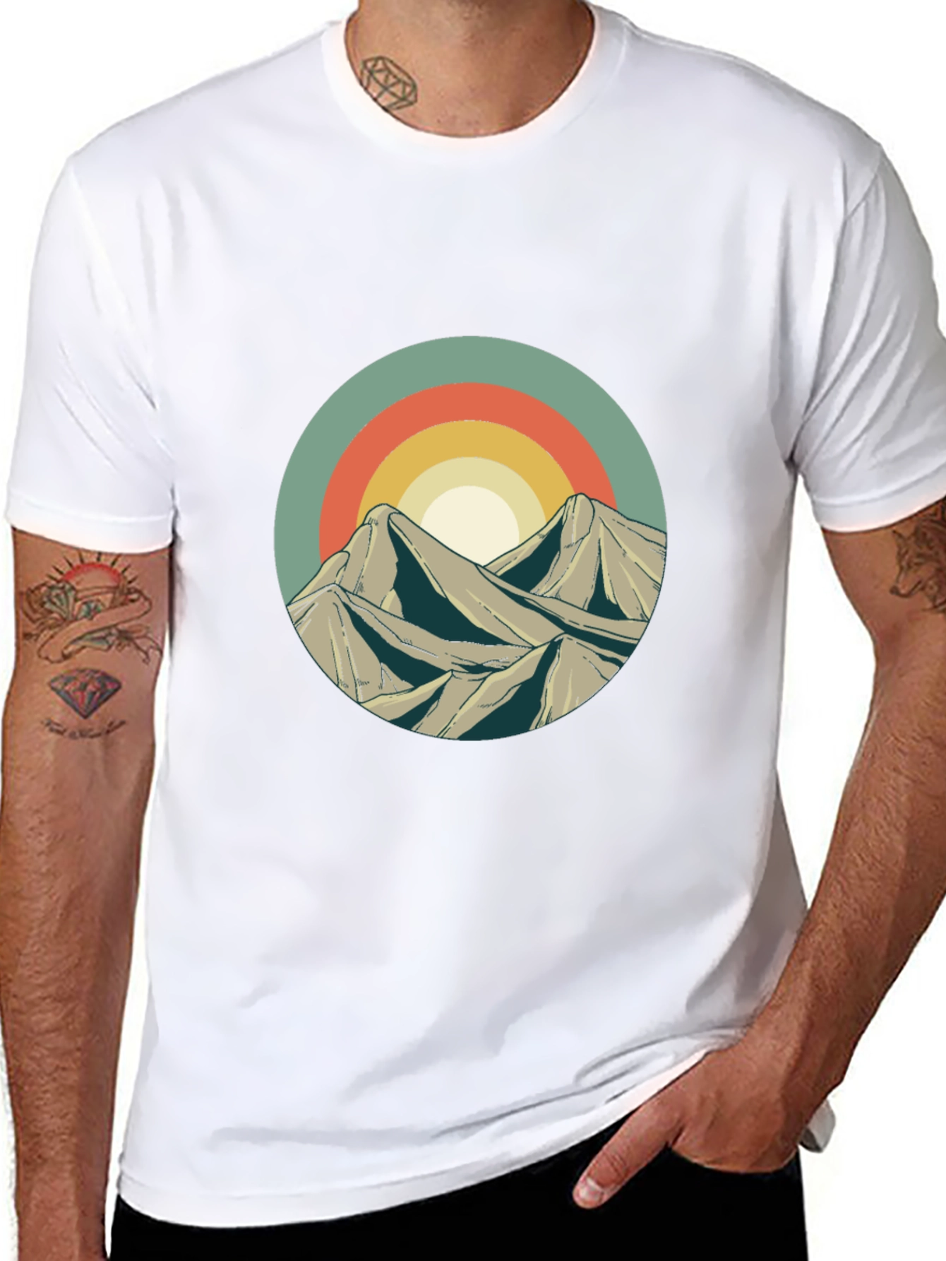 Retro Mountainscape Graphic T-Shirt