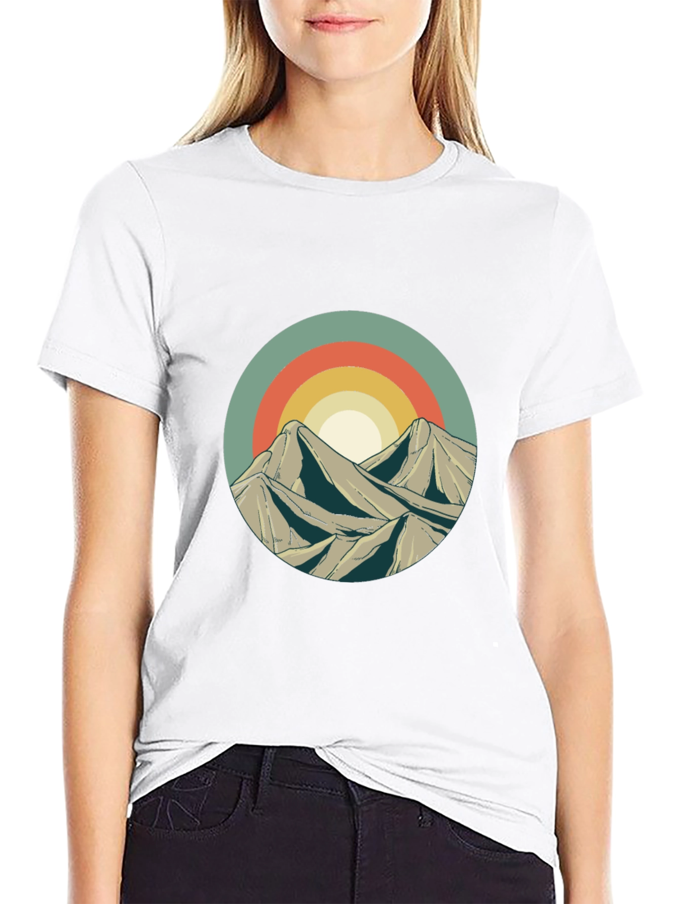 Retro Mountainscape Graphic T-Shirt