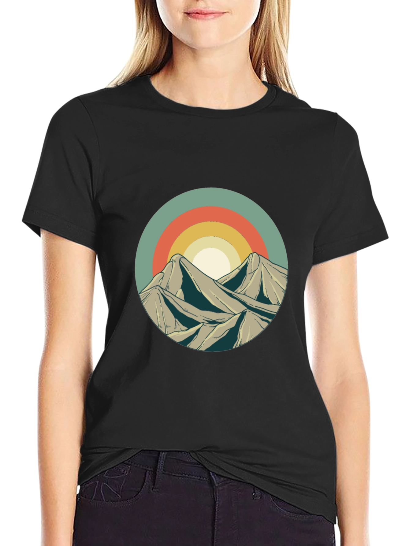 Retro Mountainscape Graphic T-Shirt