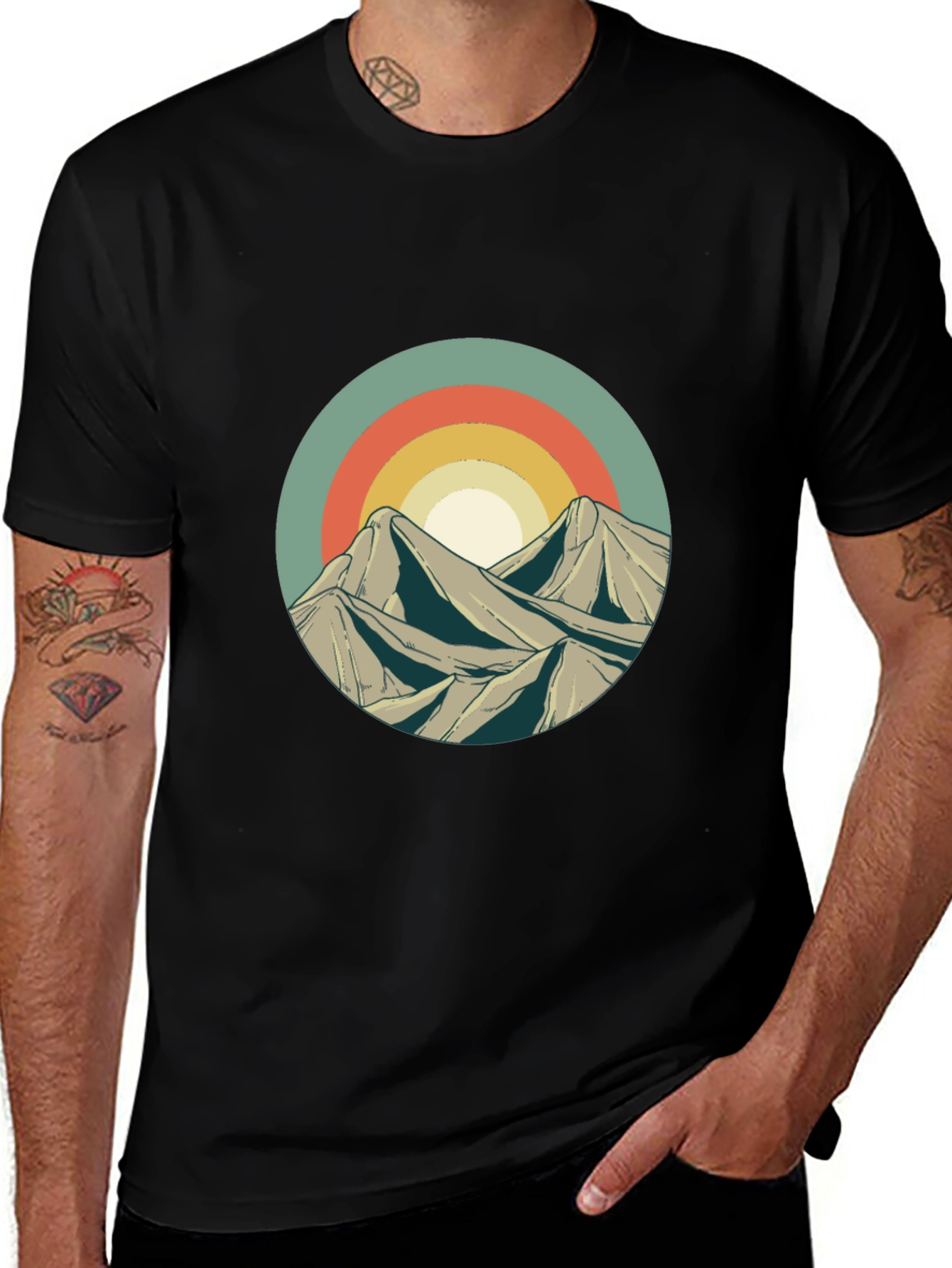 Retro Mountainscape Graphic T-Shirt