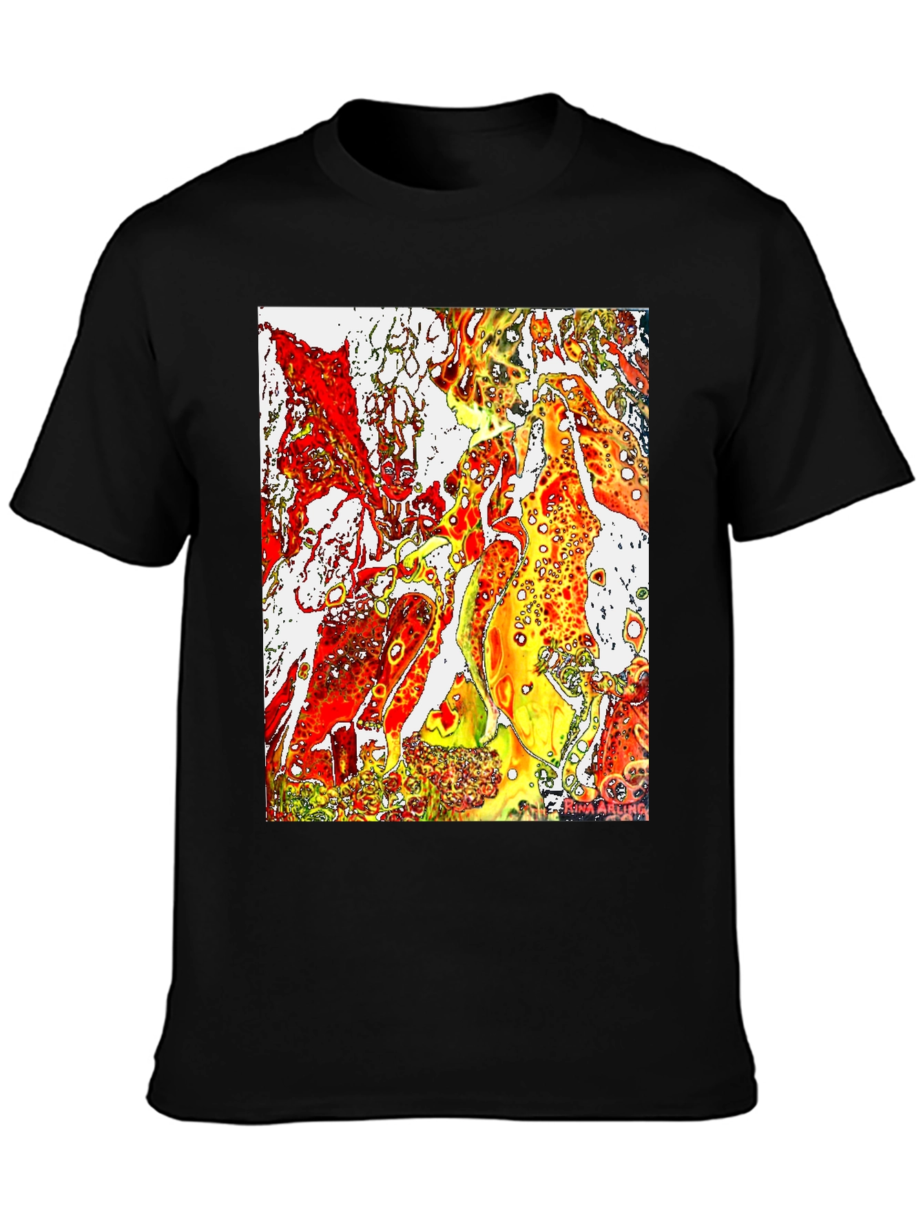 Abstract Fire Art Mens Black T-Shirt