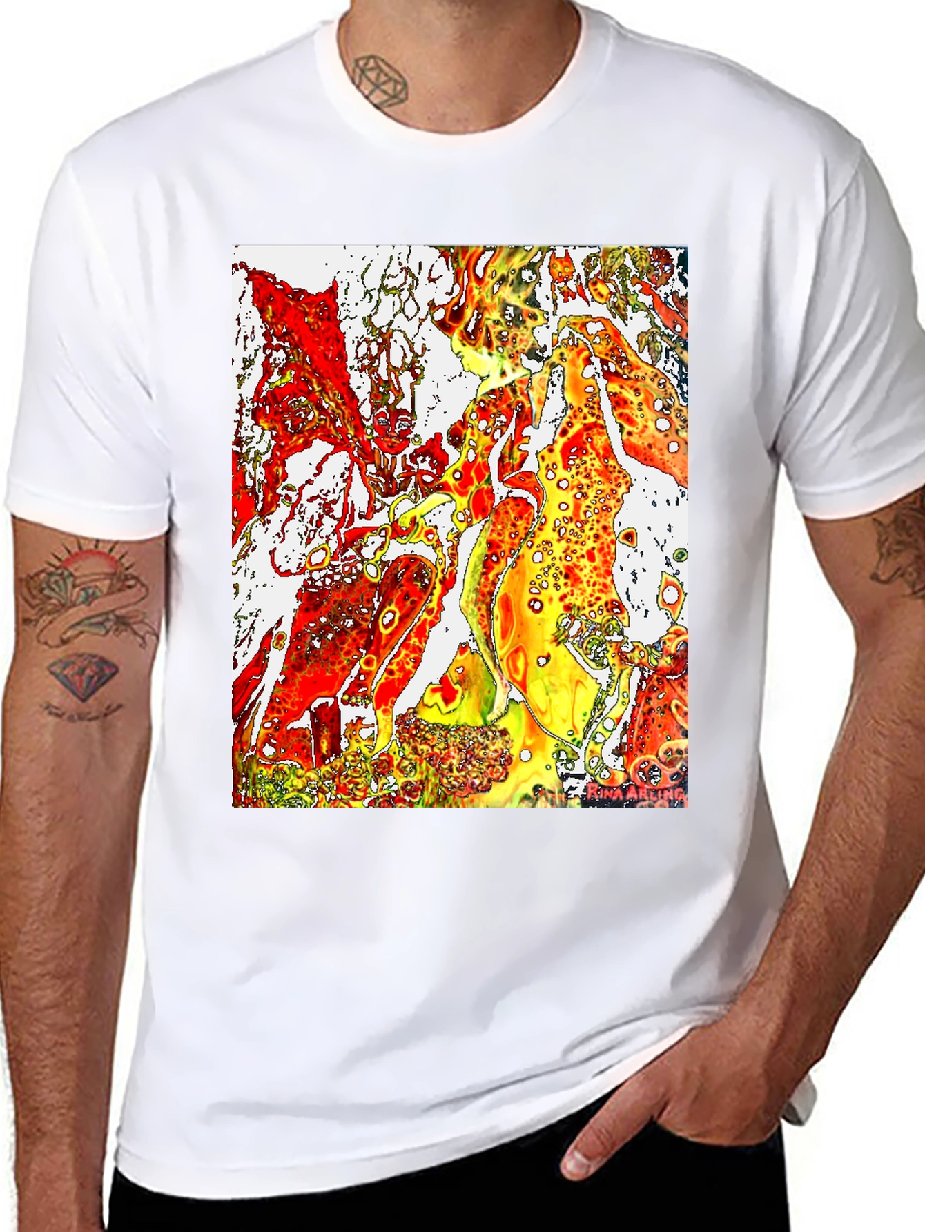 Abstract Fire Art Mens Black T-Shirt