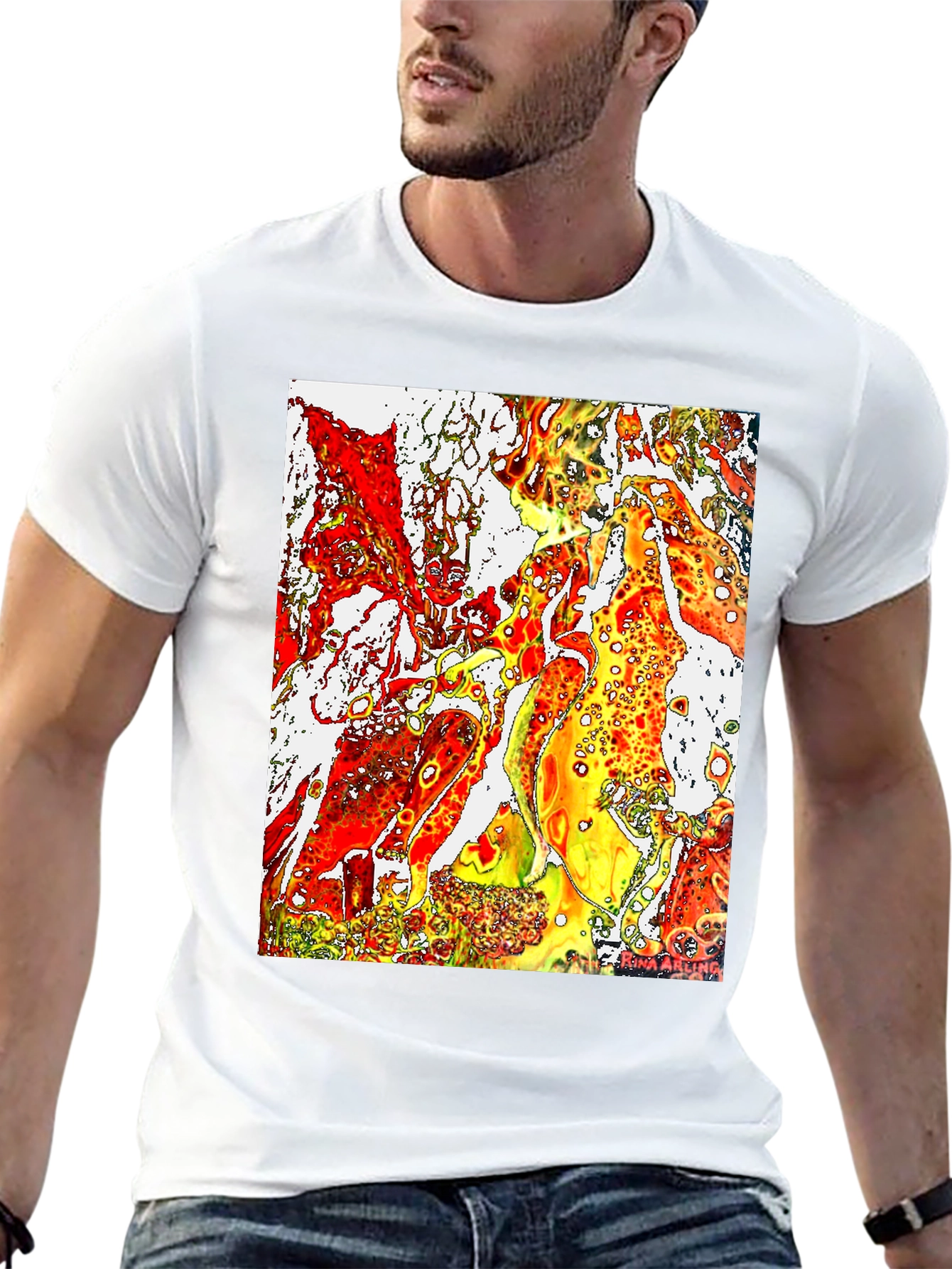Abstract Fire Art Mens Black T-Shirt