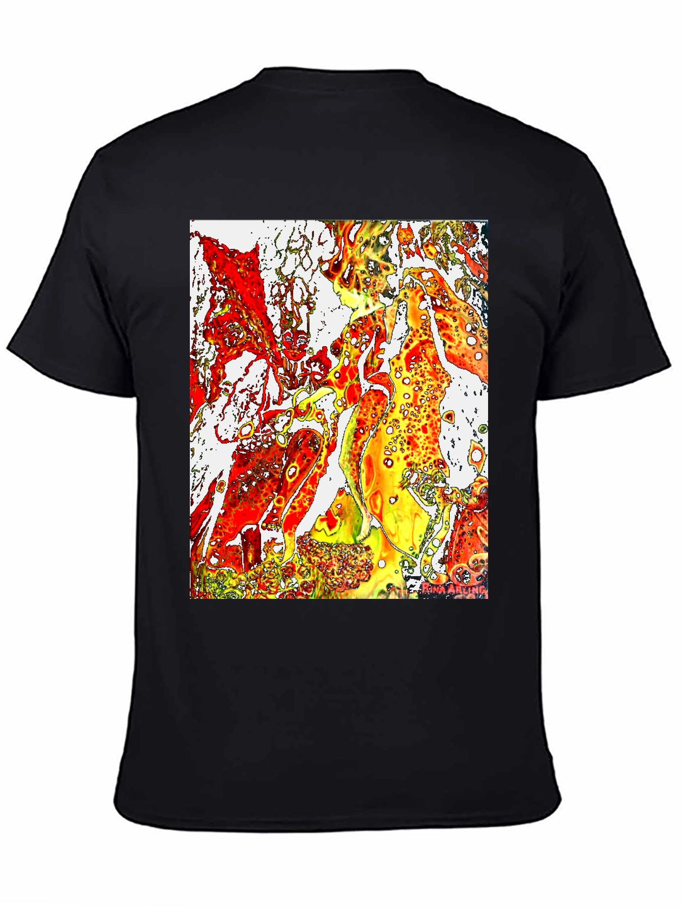 Abstract Fire Art Mens Black T-Shirt