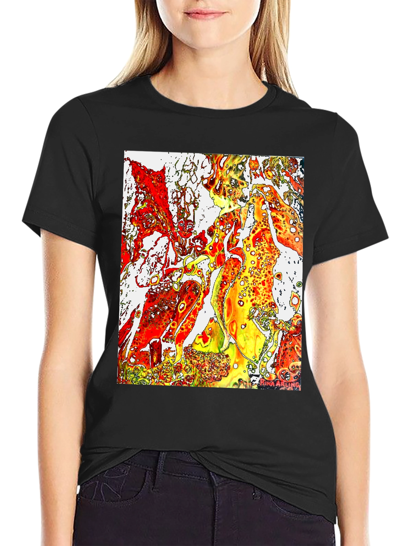 Abstract Fire Art Mens Black T-Shirt