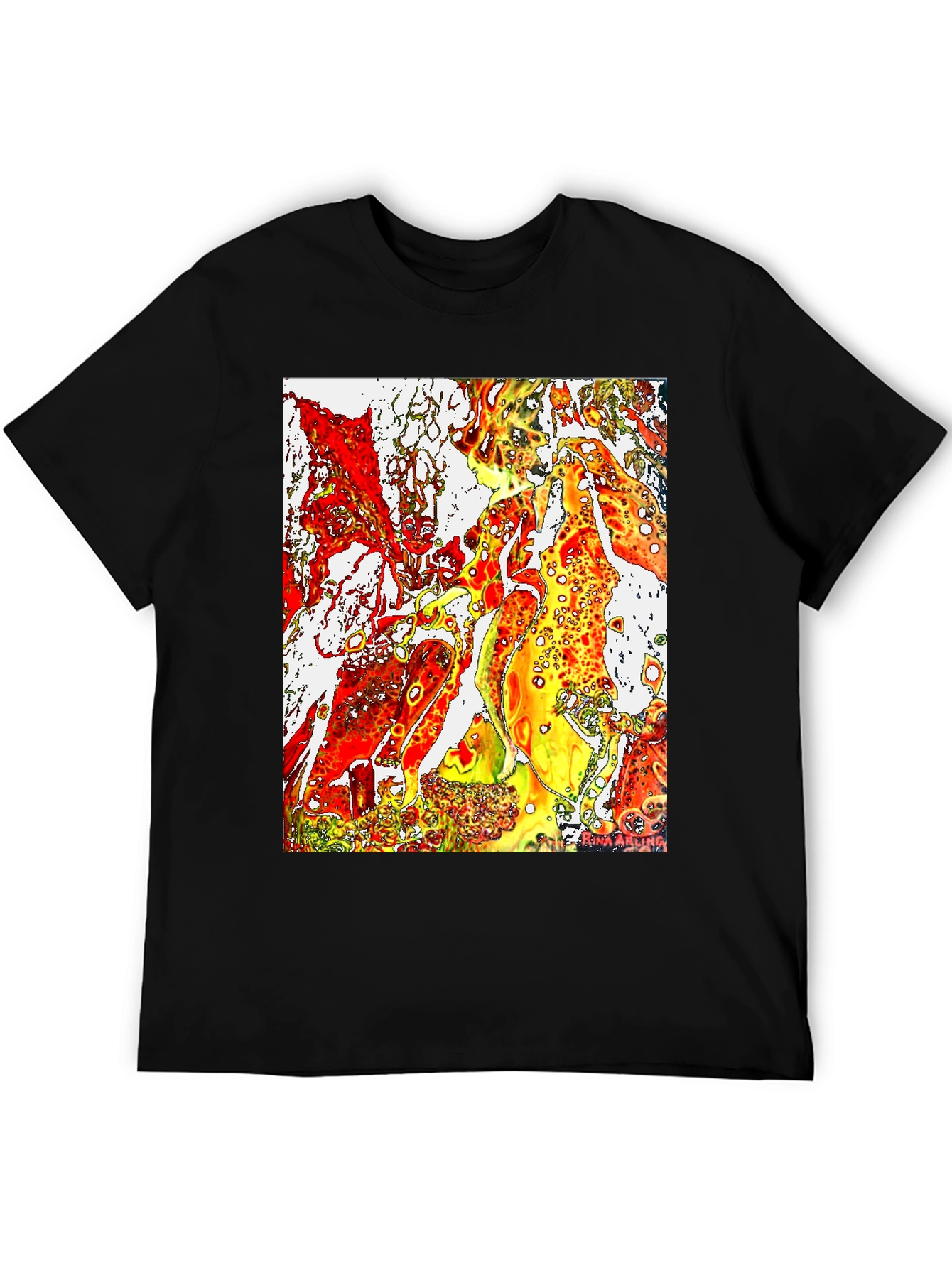 Abstract Fire Art Mens Black T-Shirt