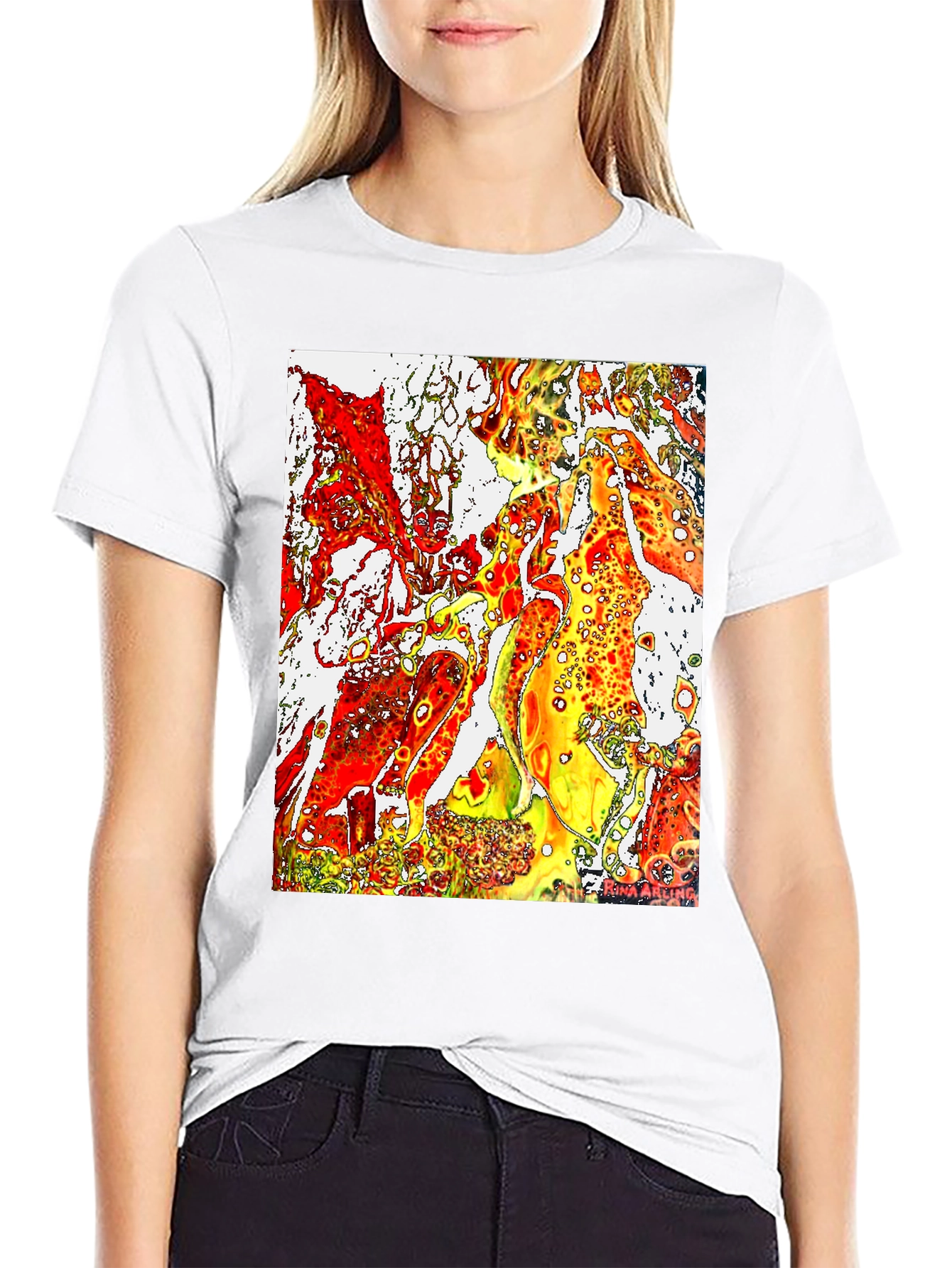 Abstract Fire Art Mens Black T-Shirt