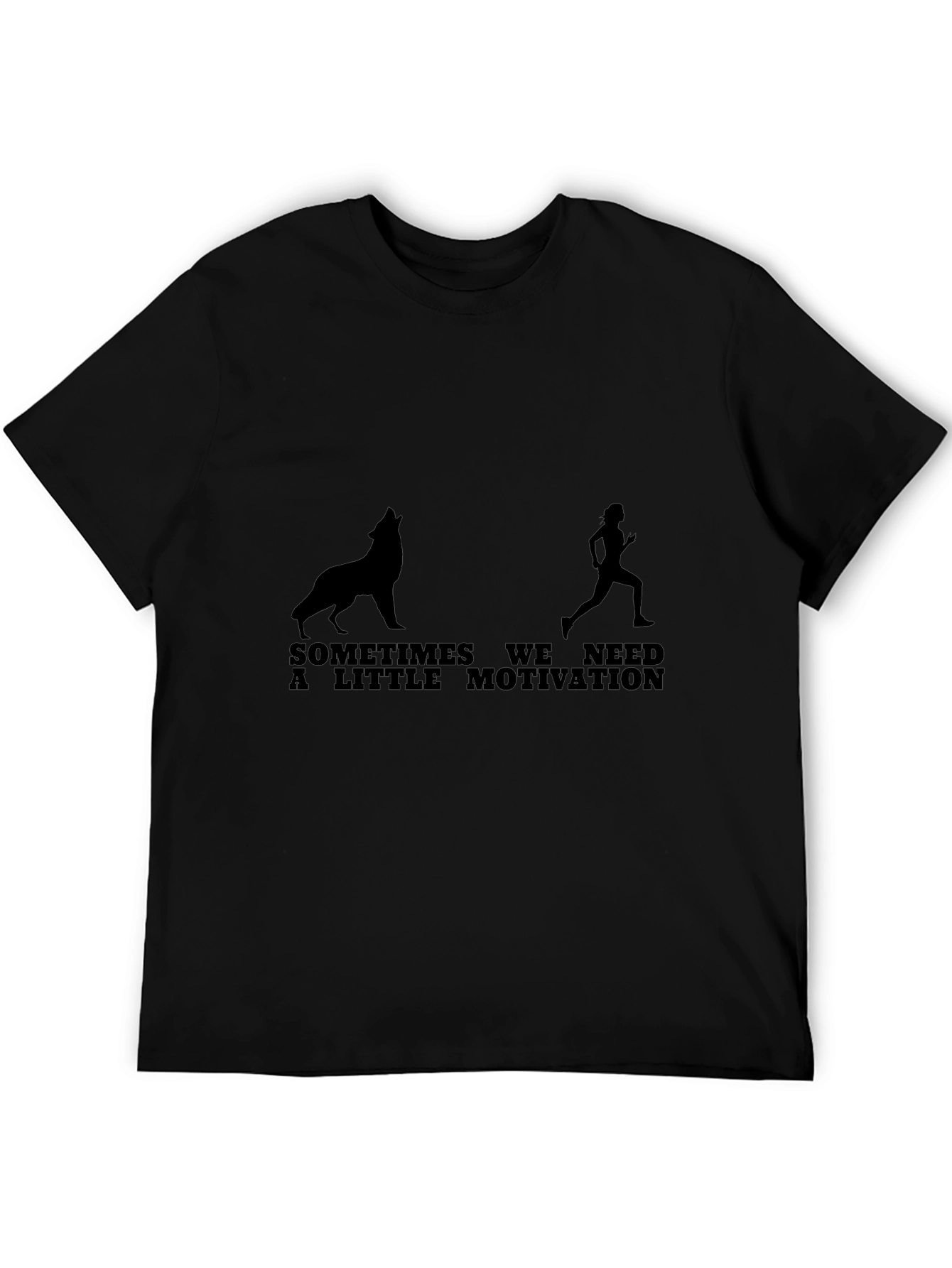 Motivational Wolf Runner Black T-Shirt