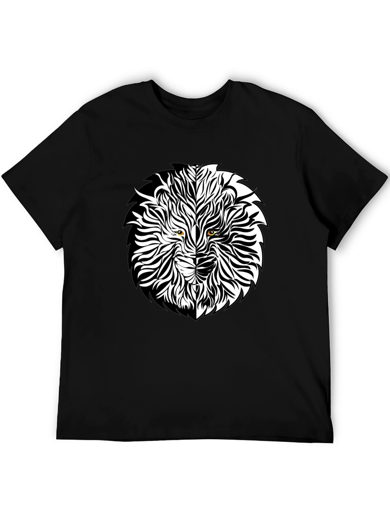 Lion Face Graphic Black T-Shirt
