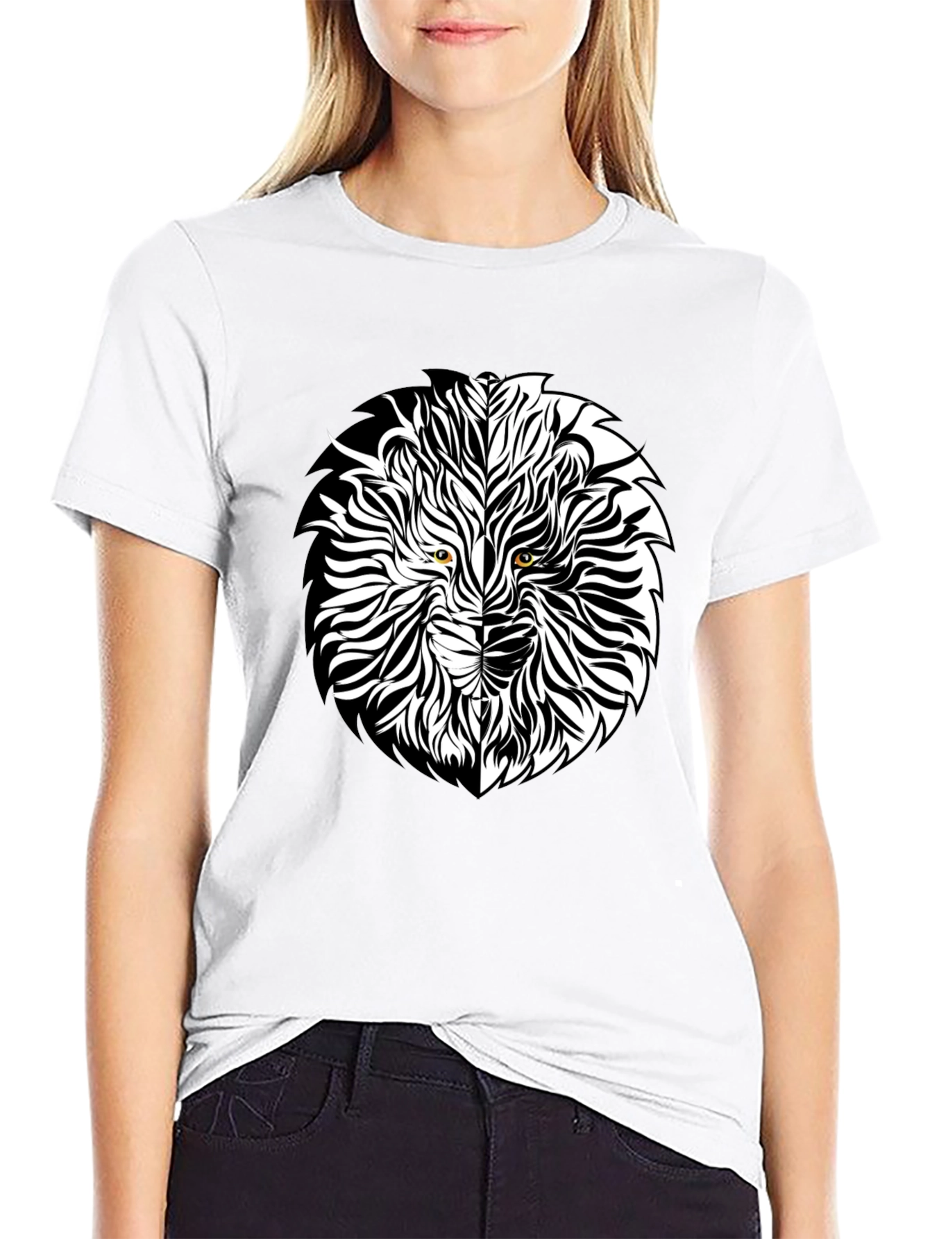 Lion Face Graphic Black T-Shirt