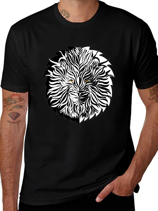 Lion Face Graphic Black T-Shirt