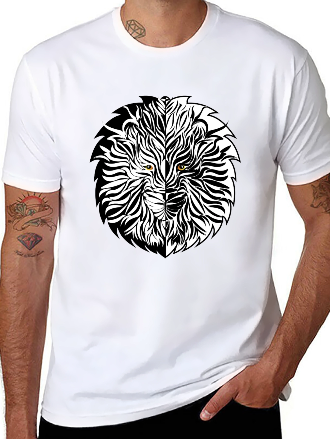 Lion Face Graphic Black T-Shirt