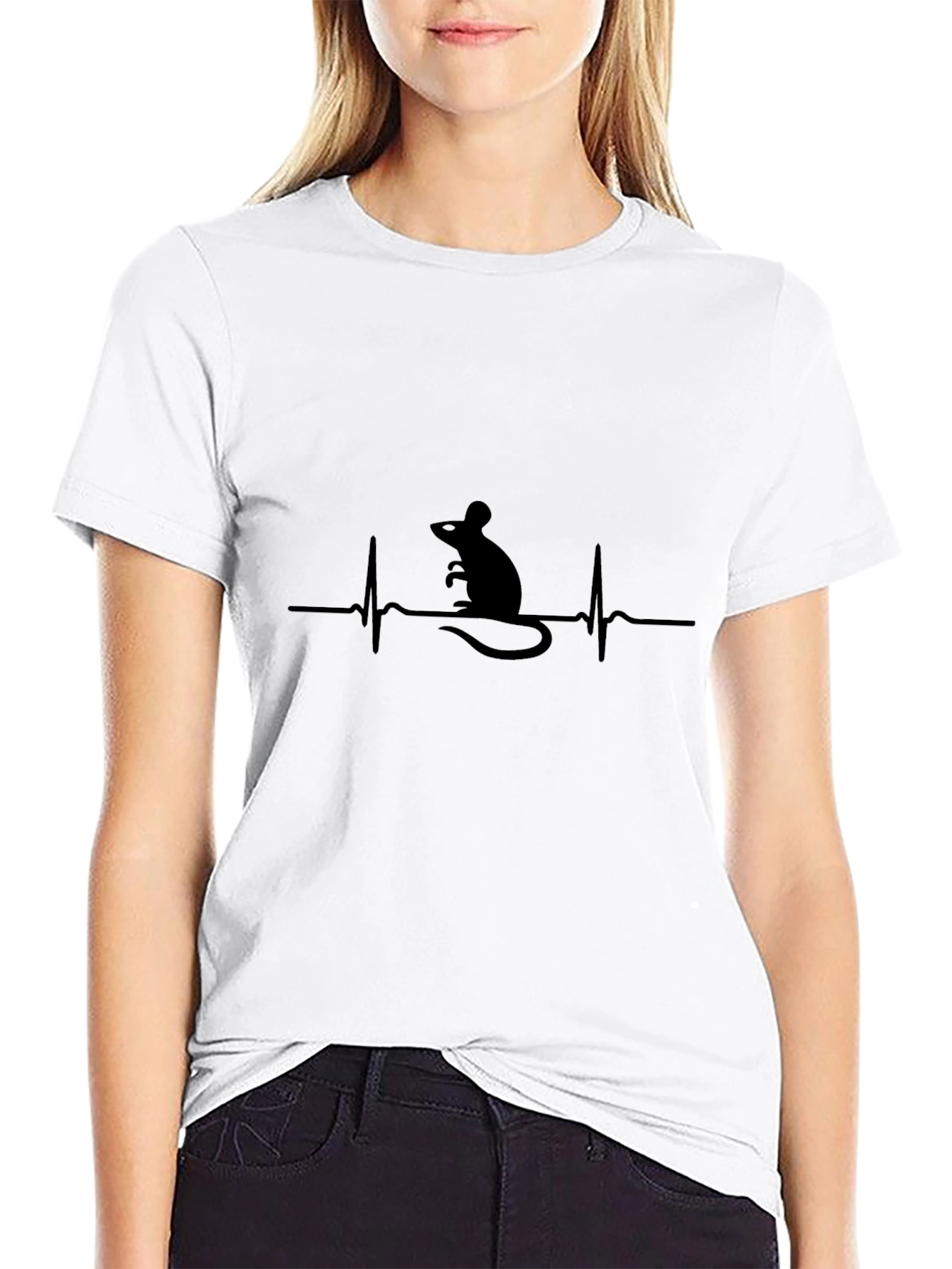 Mouse Heartbeat Graphic T-Shirt - Mens Black Tee