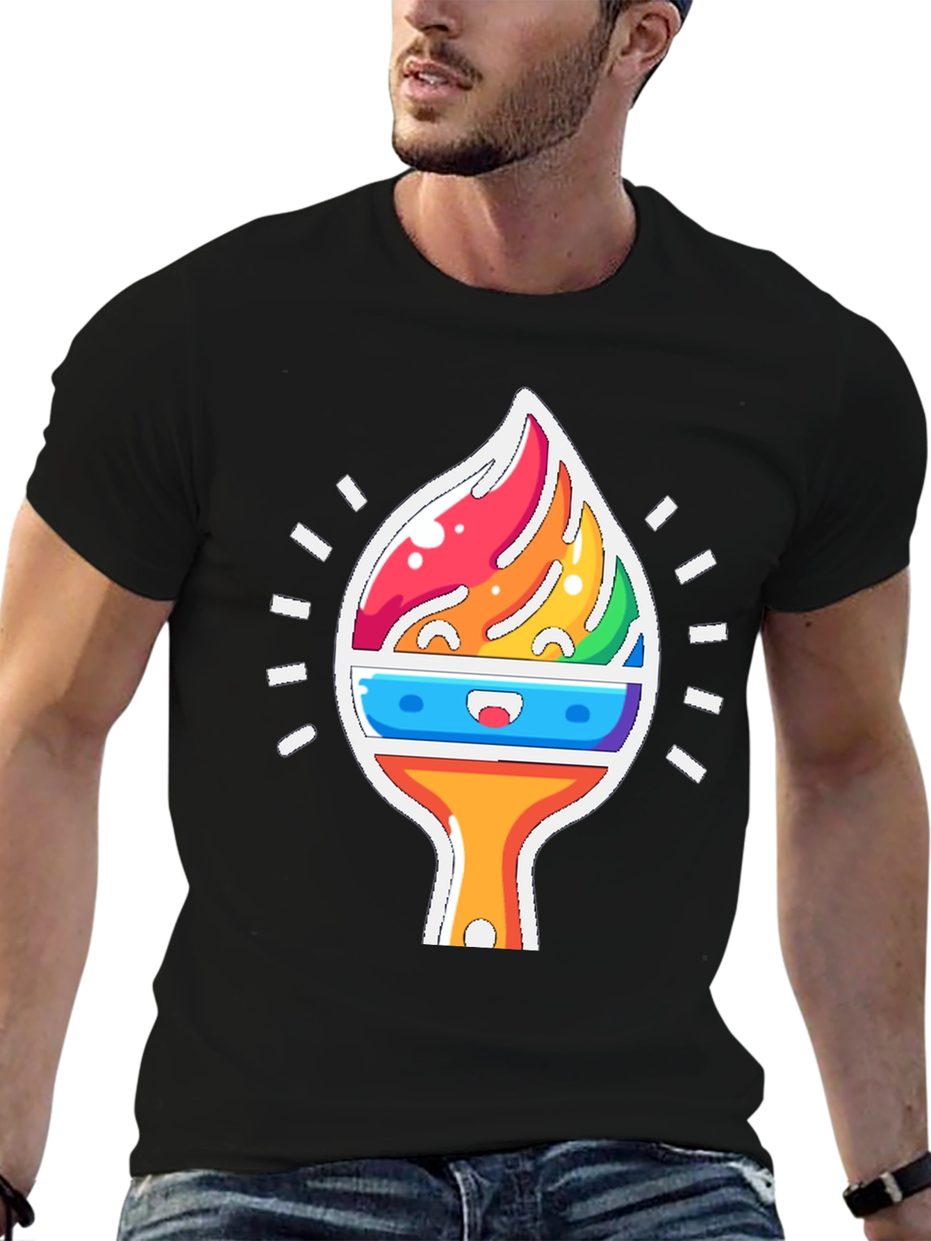 Rainbow Brushstroke Graphic Tee