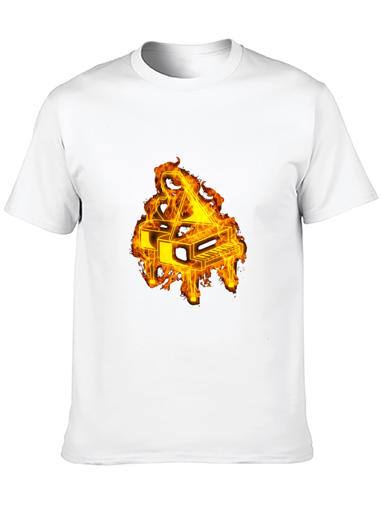 Flaming Piano Graphic Tee - Black Cotton Blend