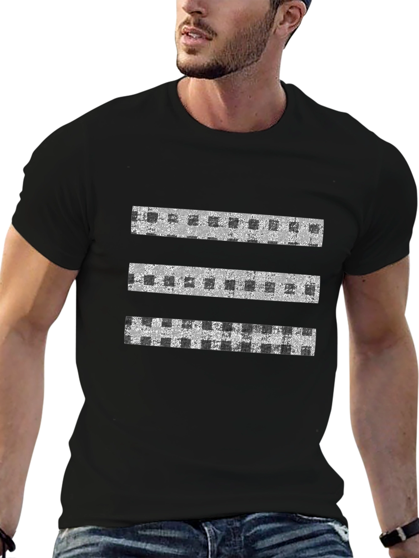 Abstract Stripe Pattern Black T-Shirt