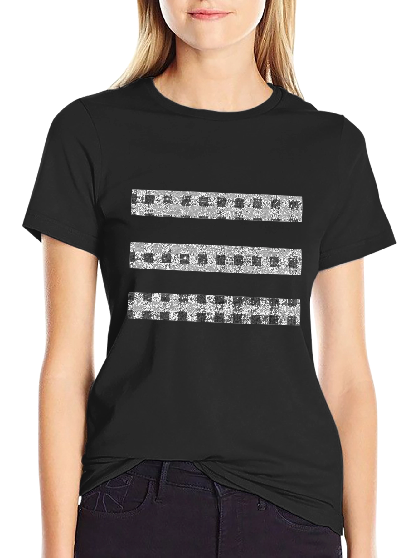 Abstract Stripe Pattern Black T-Shirt