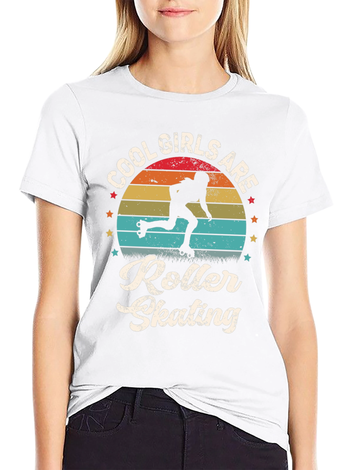 Cool Girls Roller Skating Retro Graphic Tee