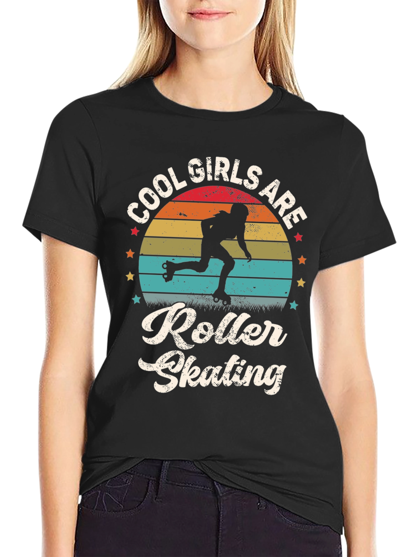Cool Girls Roller Skating Retro Graphic Tee