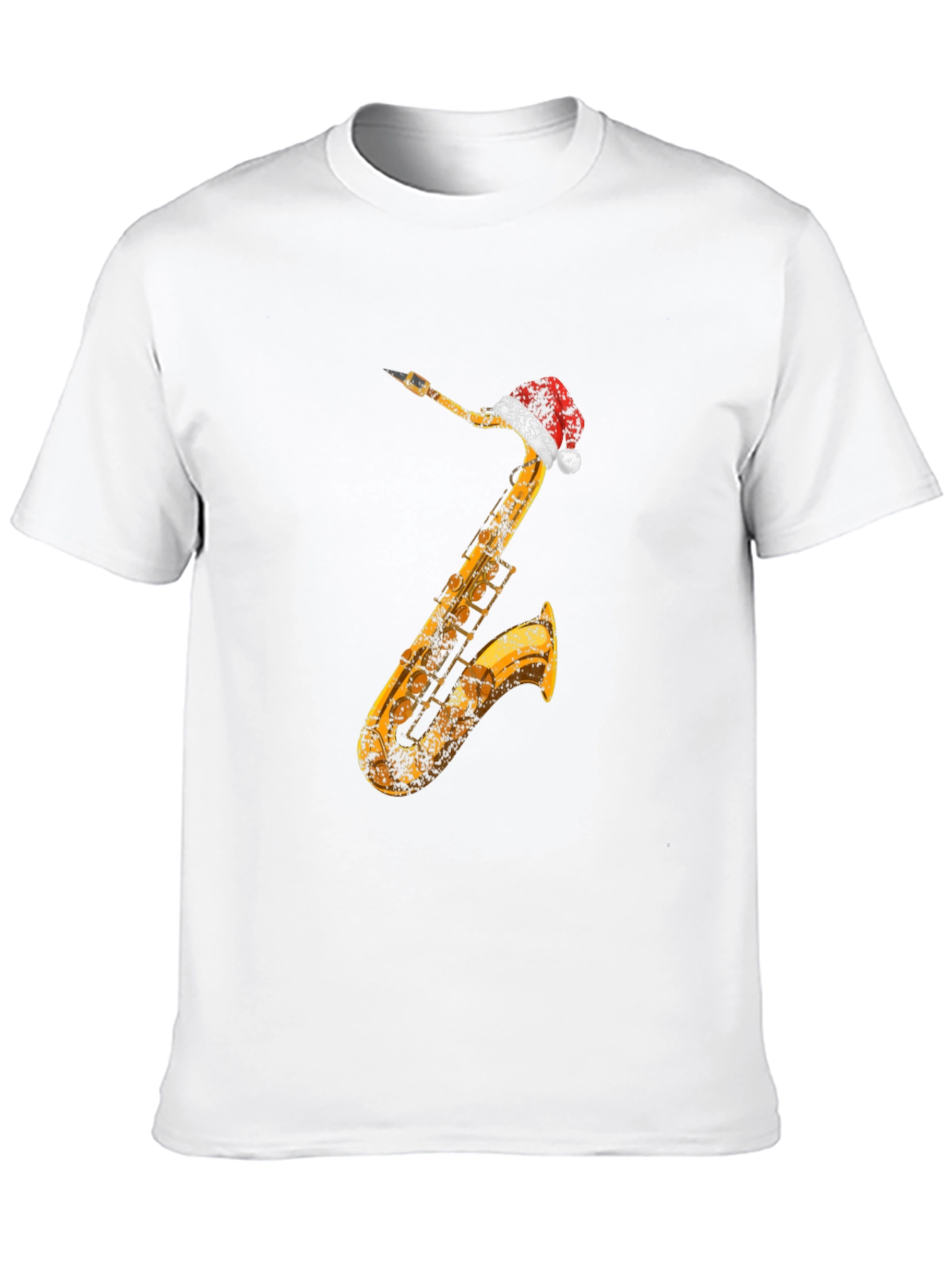 Saxophone Santa Hat Black T-Shirt