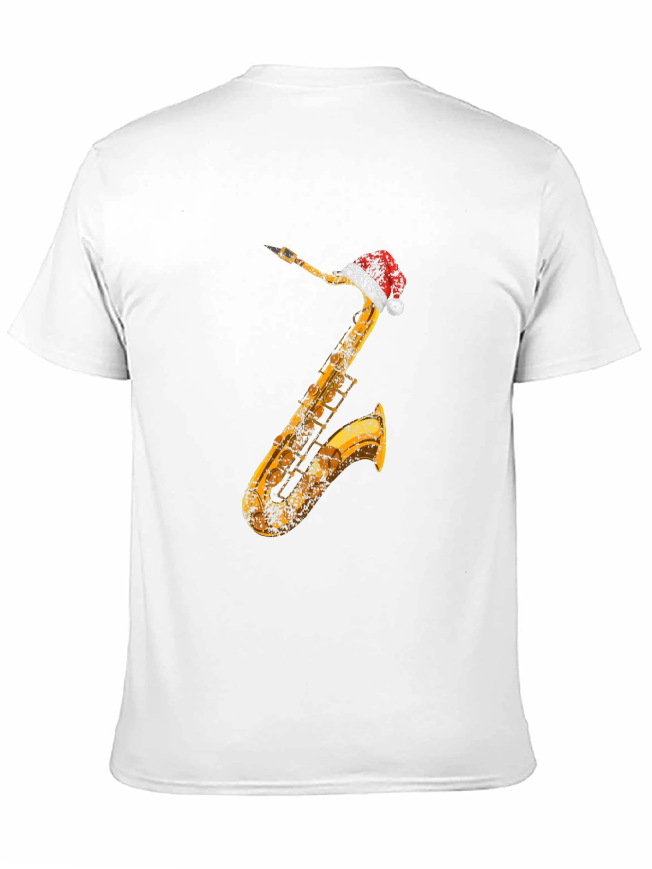 Saxophone Santa Hat Black T-Shirt