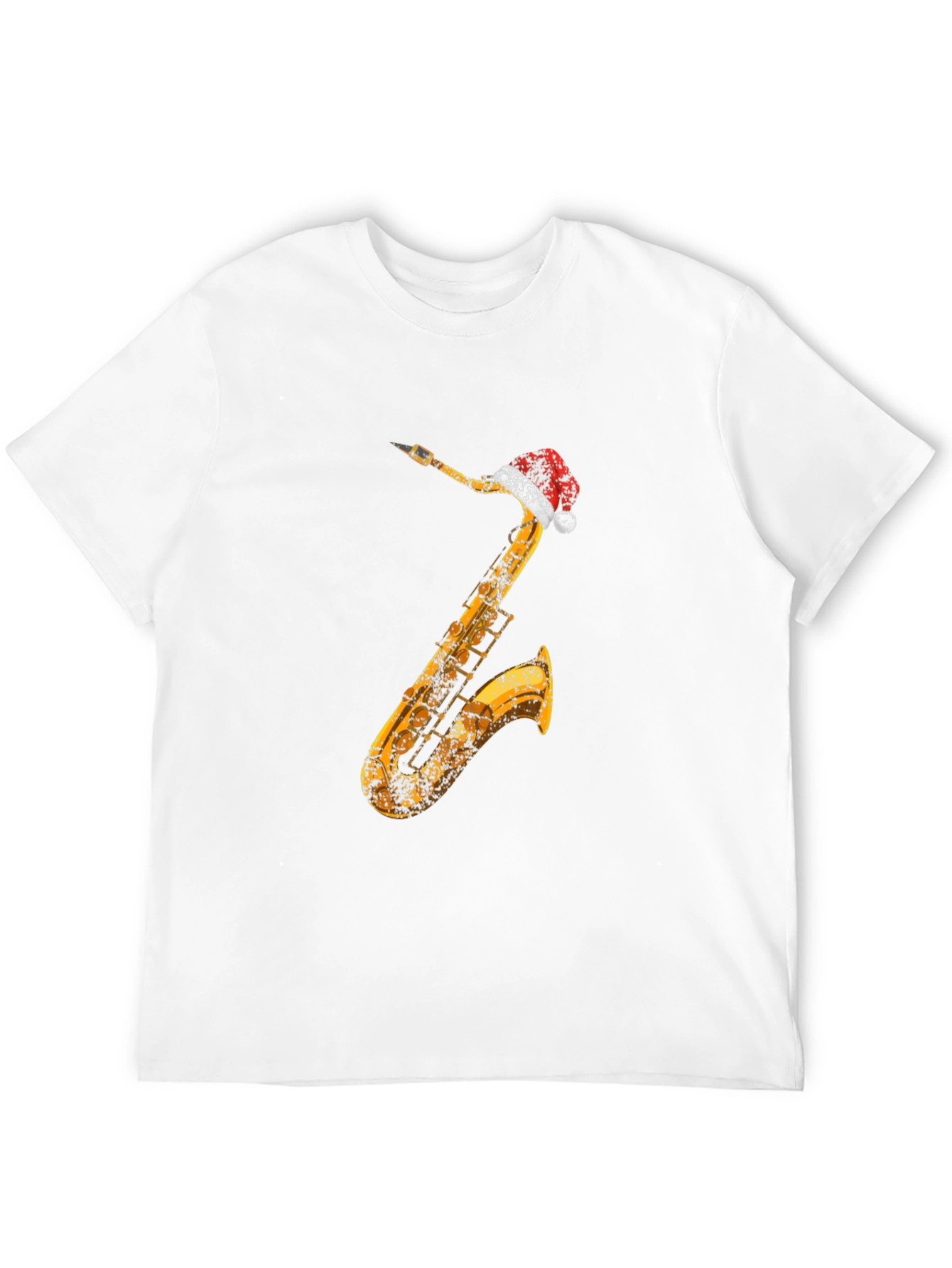 Saxophone Santa Hat Black T-Shirt